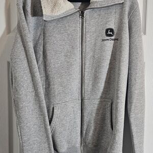 John Deere Mens XXL Workwear Sherpa Lined  Full Zip Grey Fleece Jacket.